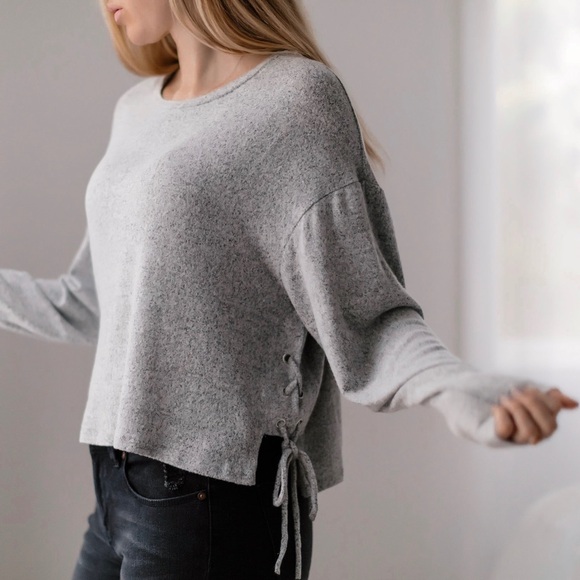 11thstreet Tops - Softest Lace Up LS ☃️